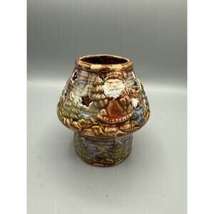 Kirkland Potters Garden Santa Votive Candle Warmer Luminary Christmas Ceramic
